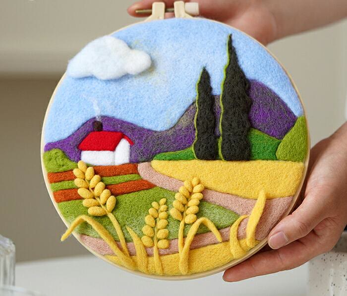 Hillside Needle Felt  Kit With Frame - Landscape Needlecrafts | Diy Home Decor - image 2
