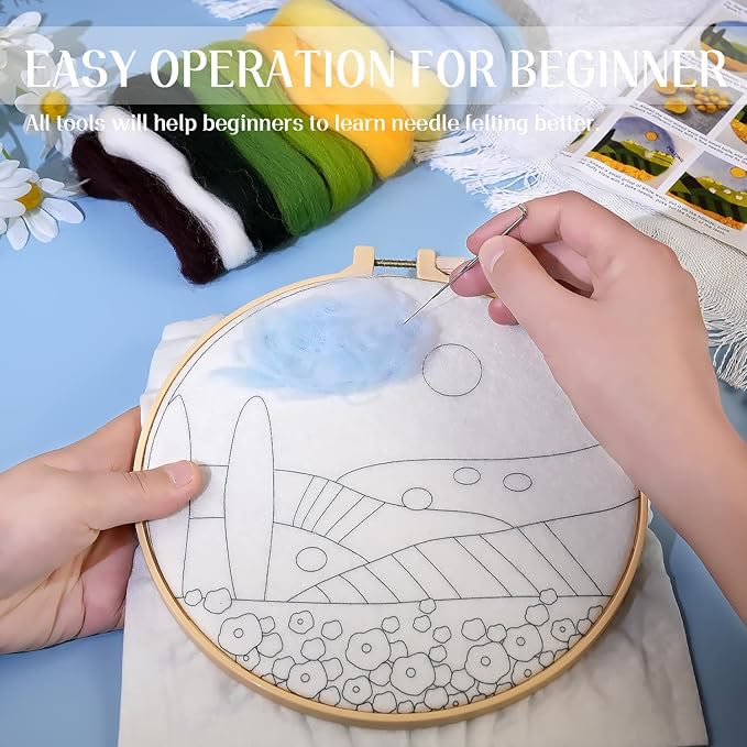 Sunset Needle Felt  Kit With Frame - Beautiful Landscape Crafts | Starter Wool Felt Set  - image 4