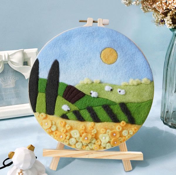 Sunset Needle Felt  Kit With Frame - Beautiful Landscape Crafts | Starter Wool Felt Set  - image 0