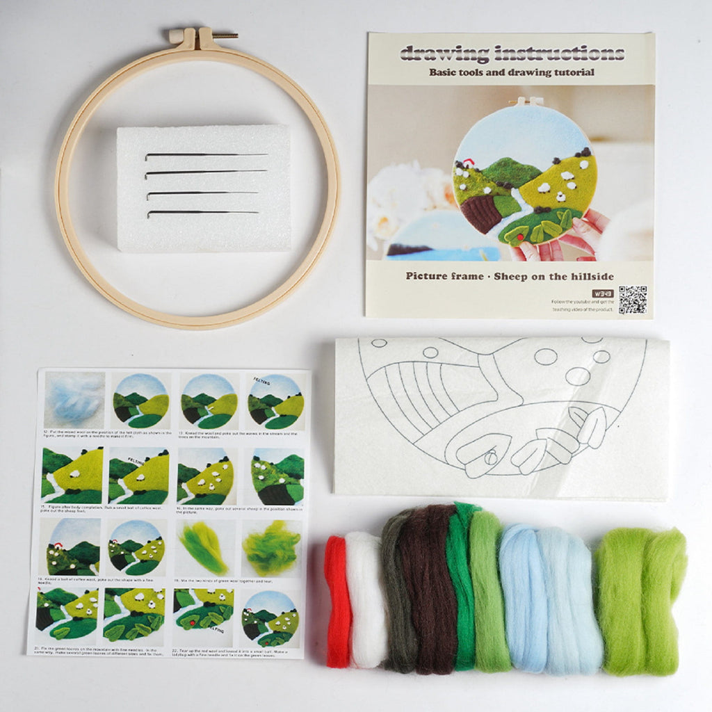Countryside Needle Felt  Kit With Frame - Easy For Beginner | Handmake Craft For Mom  - image 1