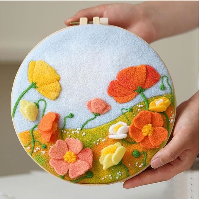 Floral Needle Felt  Kit With Frame - Prefect Gifts For Mother Day | Beginner-friendly Crafts - image 2