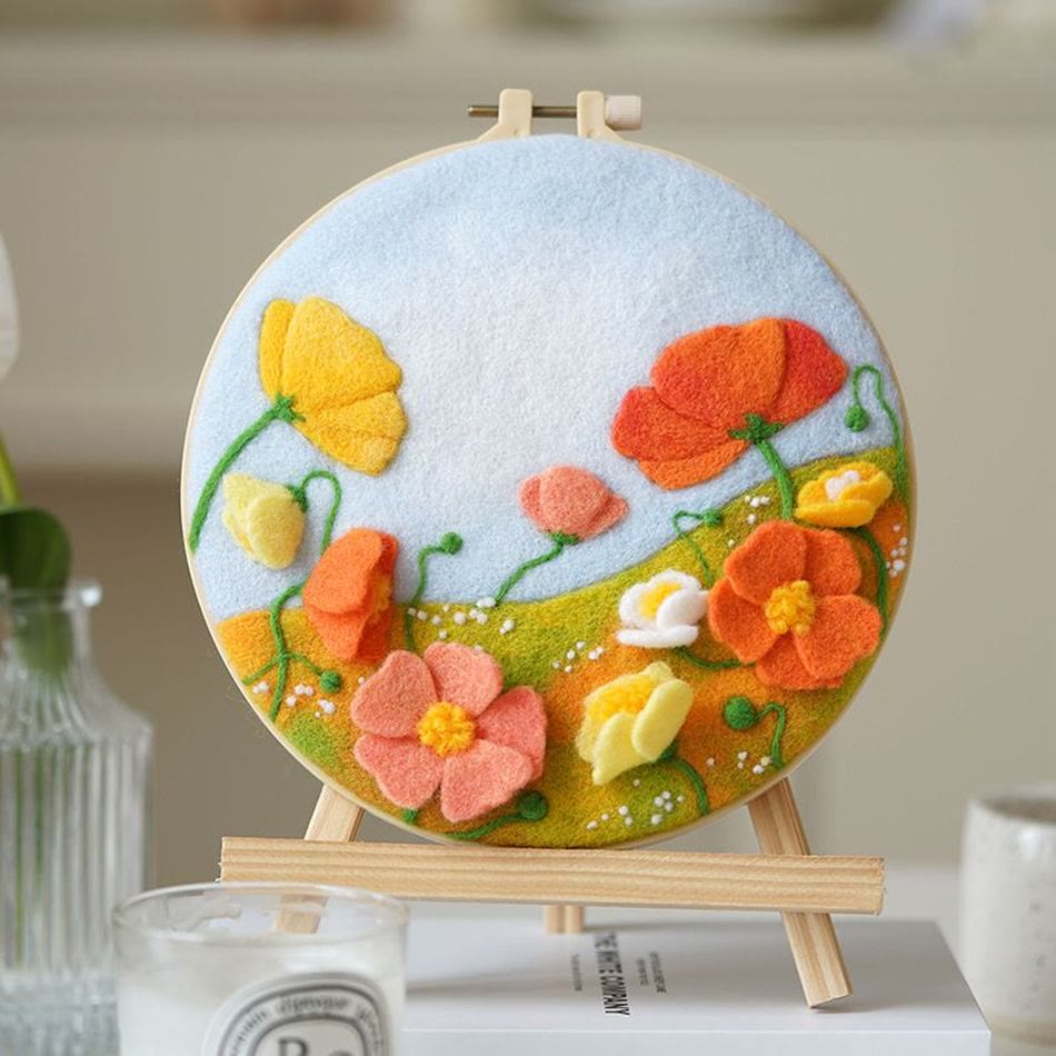 Floral Needle Felt  Kit With Frame - Prefect Gifts For Mother Day | Beginner-friendly Crafts - image 0