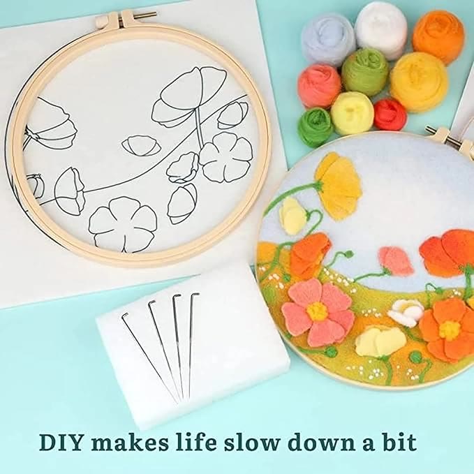 Floral Needle Felt  Kit With Frame - Prefect Gifts For Mother Day | Beginner-friendly Crafts - image 3