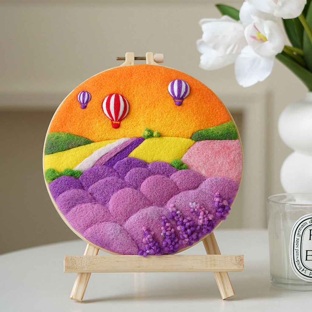 Lavender Needle Felt  Kit With Frame - Felt Painting Gift For Her | Wonderful Scenery Needlecrafts - Lavender Needle Felt  Kit - image 0