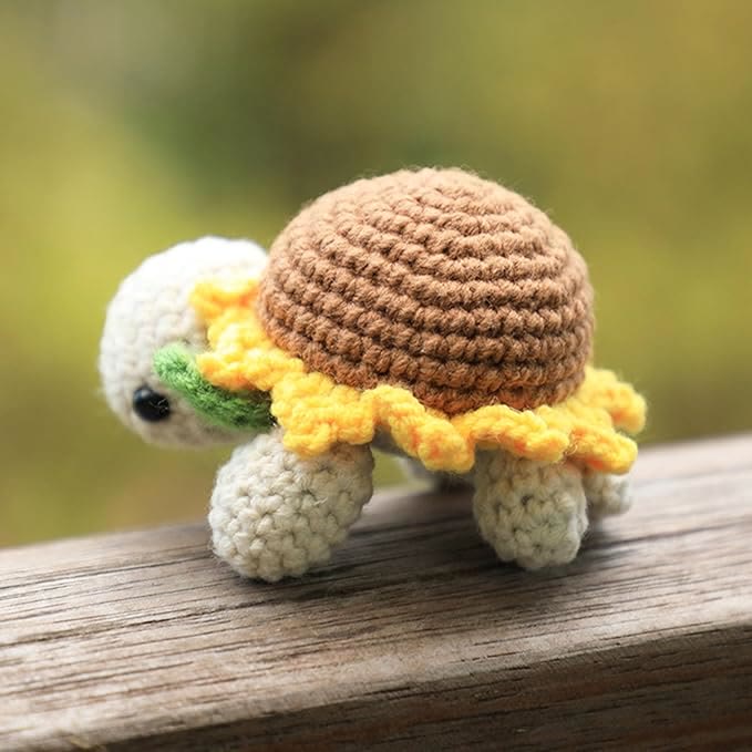  Handmade Sunflower Turtle Crochet Kit - Mini Cute Animal Dolls |  Unique Diy Bag Decor - image 2