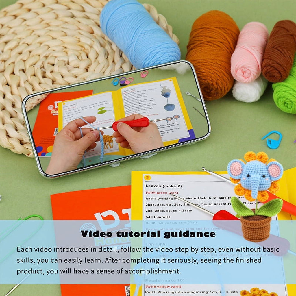  Handmade Potted  Elephant Crochet Kit - Sunflower Design Toys | Diy Decoration Gift For Friends - image 4