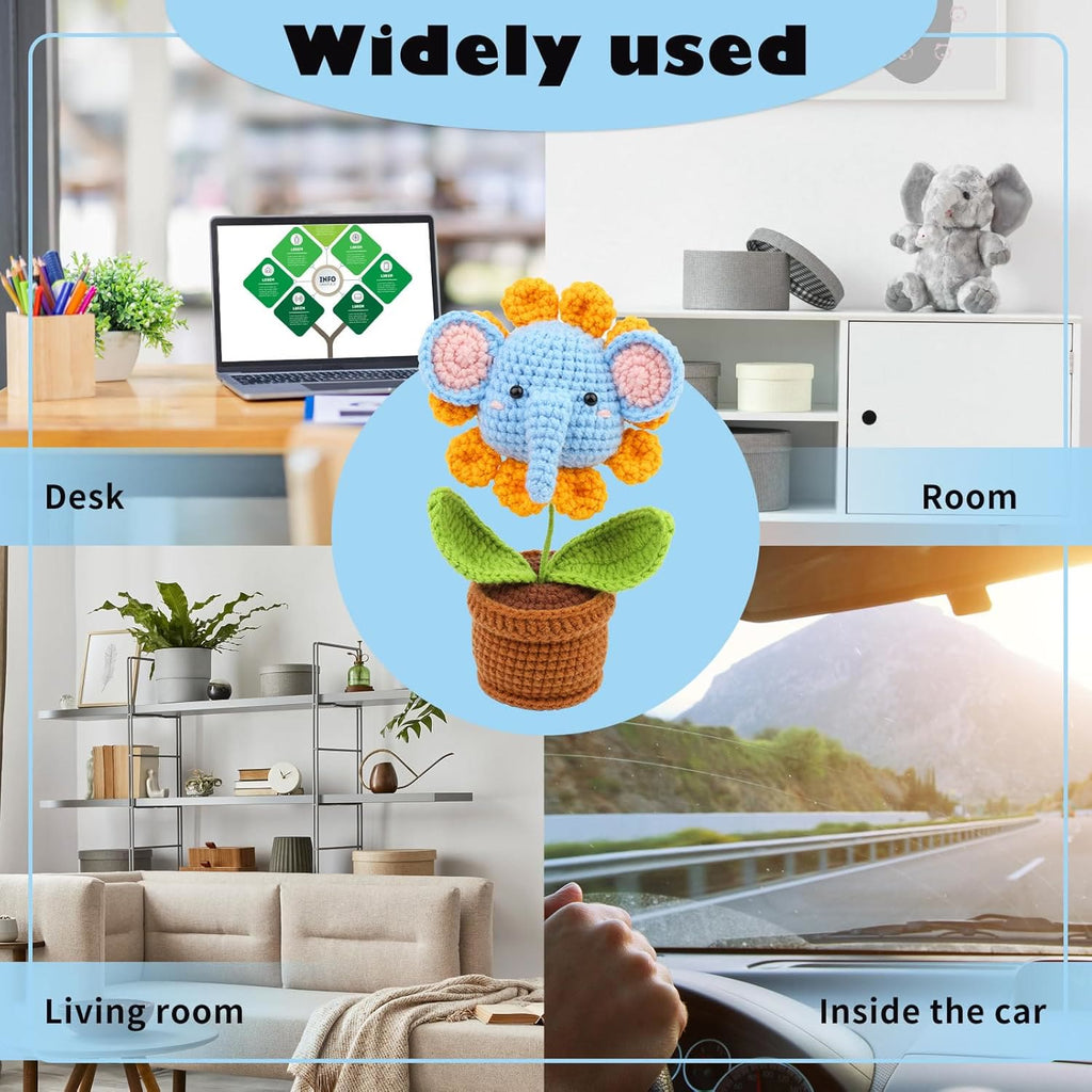  Handmade Potted  Elephant Crochet Kit - Sunflower Design Toys | Diy Decoration Gift For Friends - image 5