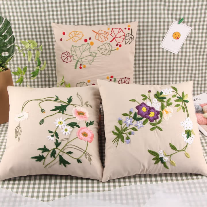 Embroidered  Pillow Case Kits  | Diy Craft Enthusiasts Gift |  Beautiful Floral Needlecrafts  - image 0