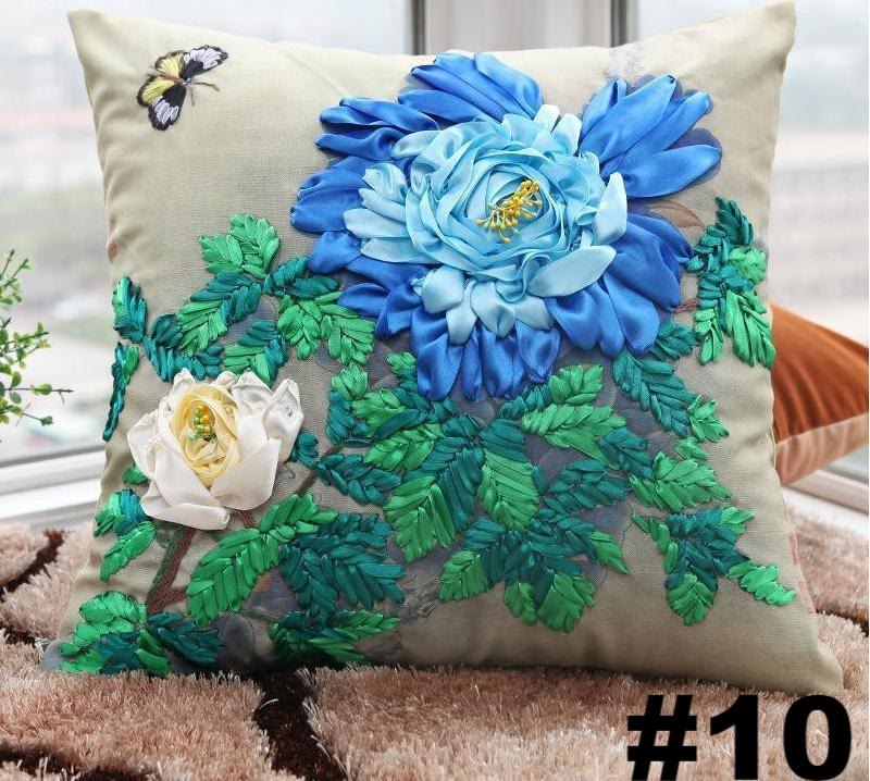 Embroidered Ribbon Floral Pillow Case Kits | Living Room Sofa Decoration  | Nice Wedding Gifts - #10 - image 11