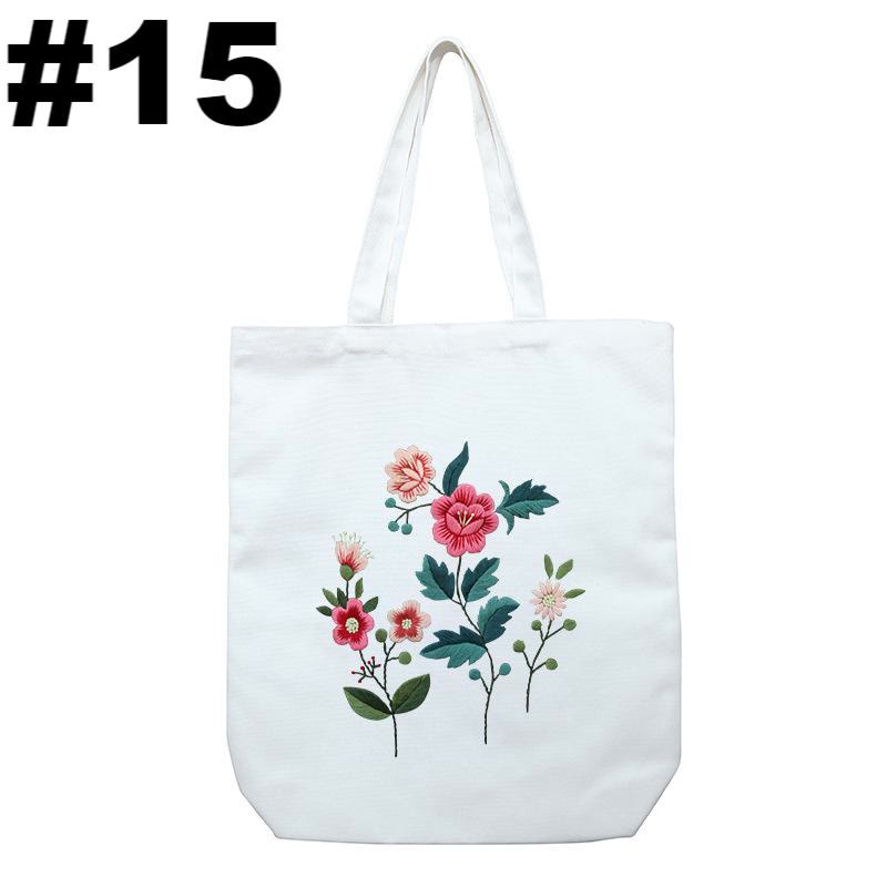 Embroidery Beige And White Canvas Tote Bag Kits | Beginner Flower Crafts | Eco-friendly Shoulder Bag | Christmas Gift - #15 - image 14