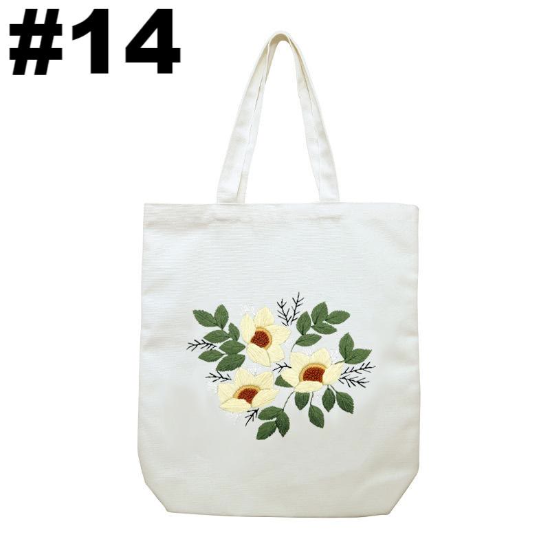 Embroidery Beige And White Canvas Tote Bag Kits | Beginner Flower Crafts | Eco-friendly Shoulder Bag | Christmas Gift - #14 - image 15