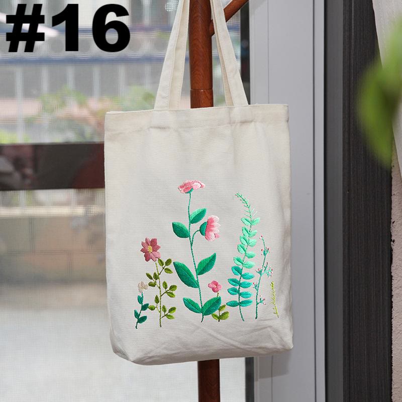 Embroidery Beige And White Canvas Tote Bag Kits | Beginner Flower Crafts | Eco-friendly Shoulder Bag | Christmas Gift - #16 - image 16