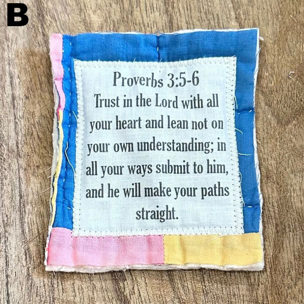 Prayer Quilt With Cross Inside | Pocket Prayer Wooden Cross | Mini Scripture Quilts | Remembrance Christian Gift - image 6