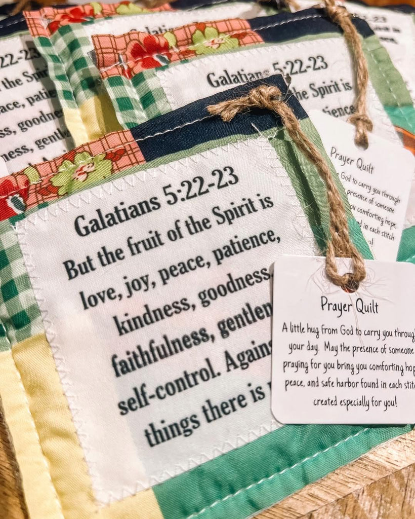 Prayer Quilt With Cross Inside | Pocket Prayer Wooden Cross | Mini Scripture Quilts | Remembrance Christian Gift - image 3