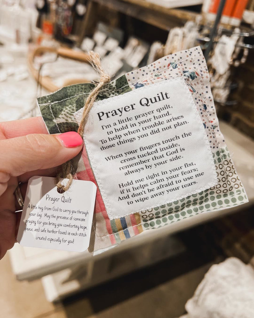 Prayer Quilt With Cross Inside | Pocket Prayer Wooden Cross | Mini Scripture Quilts | Remembrance Christian Gift - image 1