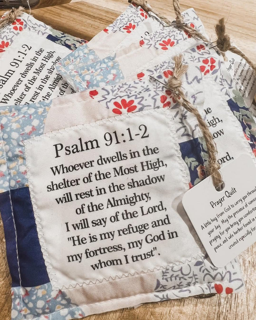 Prayer Quilt With Cross Inside | Pocket Prayer Wooden Cross | Mini Scripture Quilts | Remembrance Christian Gift - image 2