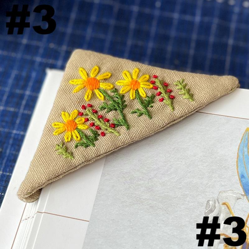 Embroidery Triangular Bookmark Kit |  Floral Corner Bookmark Craft  | Book Lover Gifts - #3 - image 5