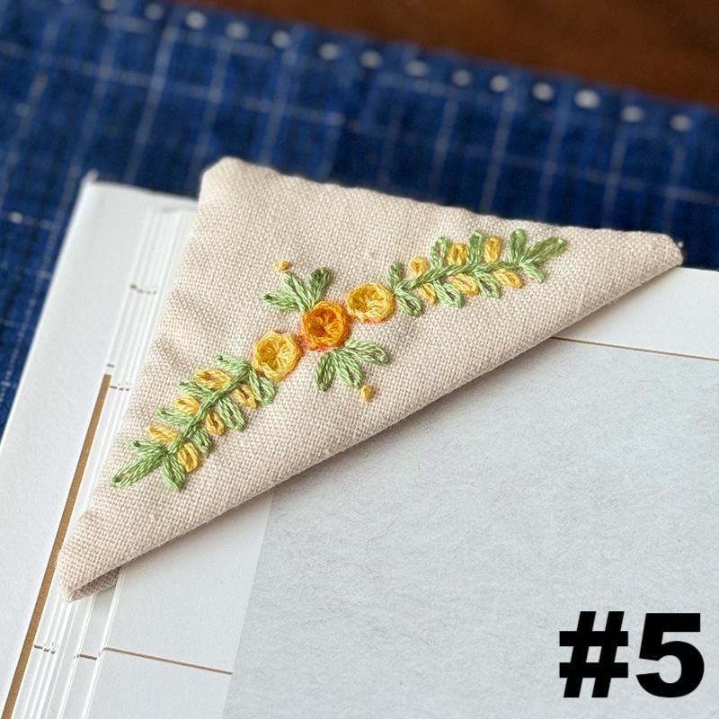 Embroidery Triangular Bookmark Kit |  Floral Corner Bookmark Craft  | Book Lover Gifts - #5 - image 7