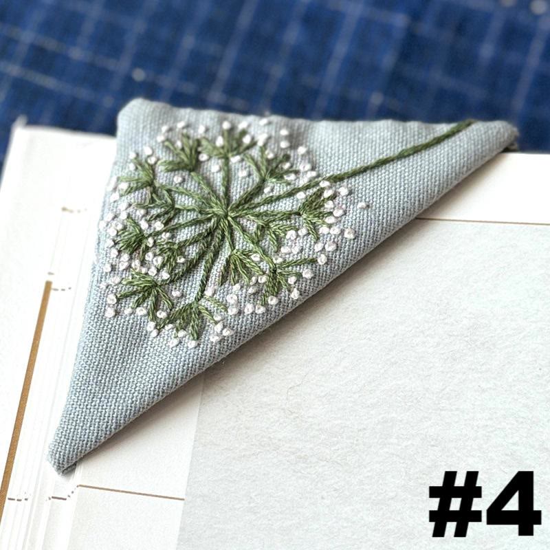 Embroidery Triangular Bookmark Kit |  Floral Corner Bookmark Craft  | Book Lover Gifts - #4 - image 6