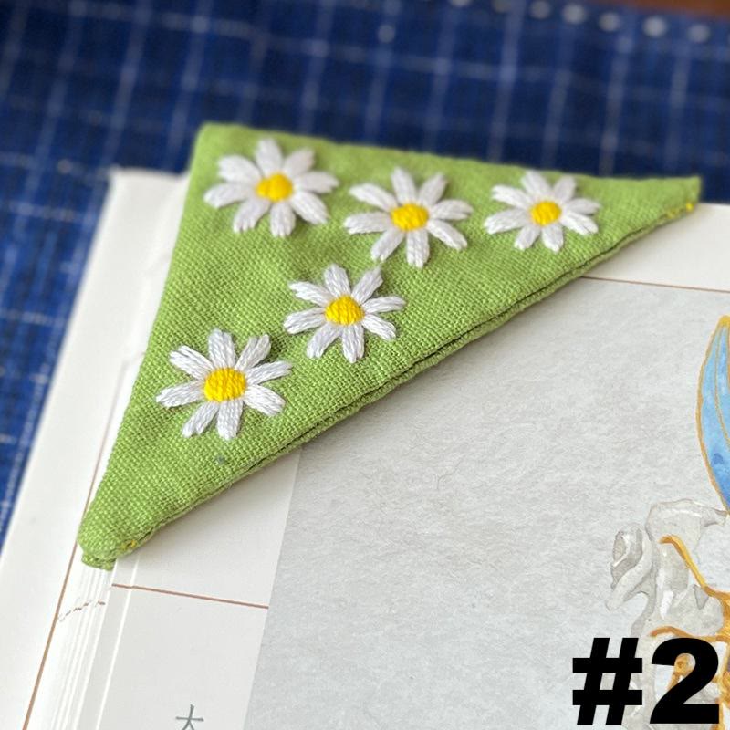 Embroidery Triangular Bookmark Kit |  Floral Corner Bookmark Craft  | Book Lover Gifts - #2 - image 4