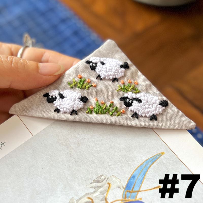 Embroidery Triangular Bookmark Kit |  Floral Corner Bookmark Craft  | Book Lover Gifts - #7 - image 9