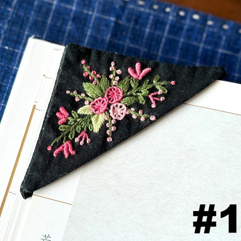 Embroidery Triangular Bookmark Kit |  Floral Corner Bookmark Craft  | Book Lover Gifts - #1 - image 3