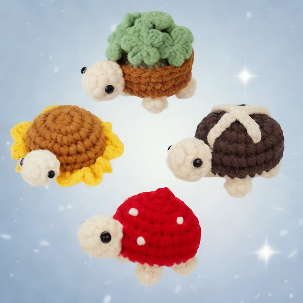  Handmade Sunflower Turtle Crochet Kit - Mini Cute Animal Dolls |  Unique Diy Bag Decor - image 0
