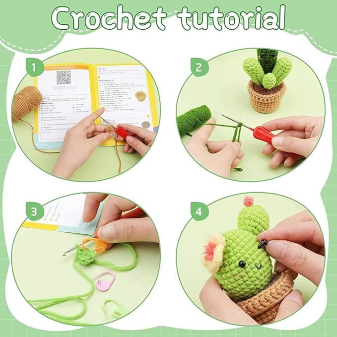 Handmade Cactus Crochet Kit - Crochet Kit For Starters | Cute Room Decoraton  - image 3