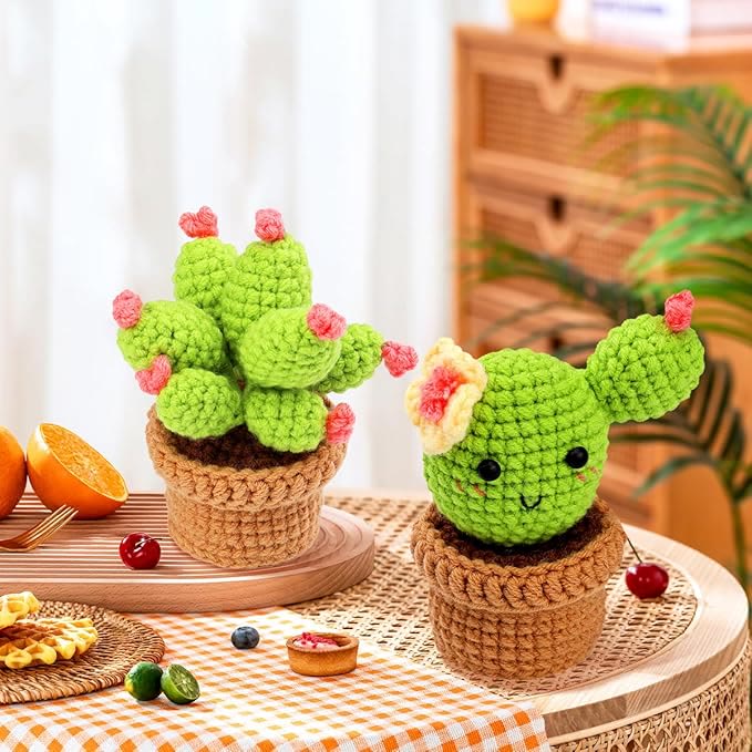  Handmade Cactus Crochet Kit - Crochet Kit For Starters | Cute Room Decoraton  - image 0