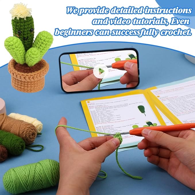  Handmade Cactus Crochet Kit - Crochet Kit For Starters | Cute Room Decoraton  - image 4