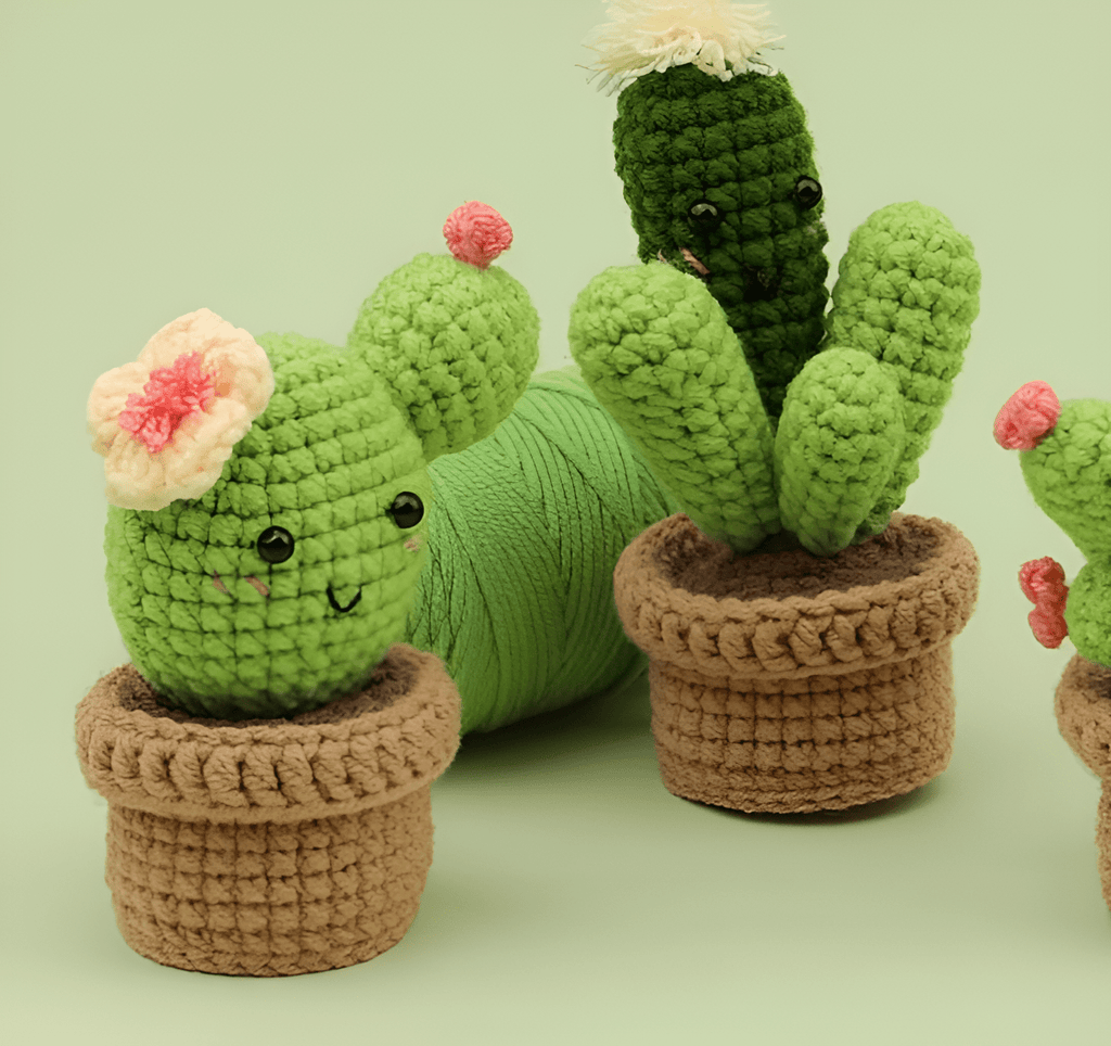  Handmade Cactus Crochet Kit - Crochet Kit For Starters | Cute Room Decoraton  - image 1