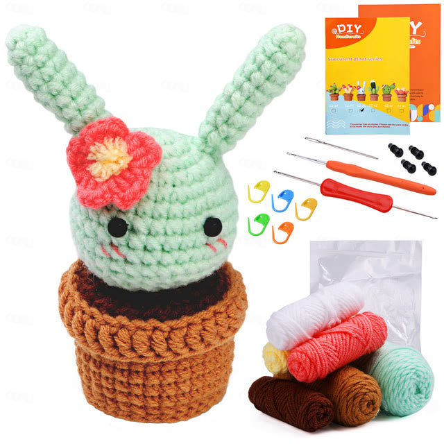  Handmade Potted Rabbit Crochet Kit - Lovely Keyring Accessories | Diy Crafts For Birthday Gifts - image 1