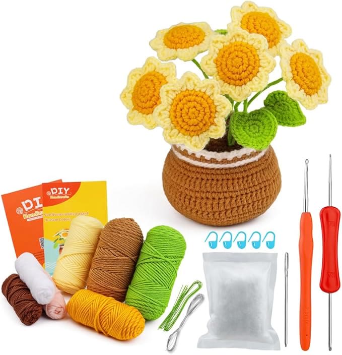 Handmade Sunflowers Crochet Kit -  Perfect Desk Ornament | Housewarming Gifts - image 5