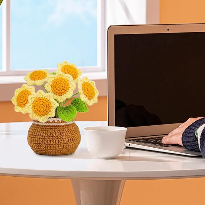  Handmade Sunflowers Crochet Kit -  Perfect Desk Ornament | Housewarming Gifts - image 1