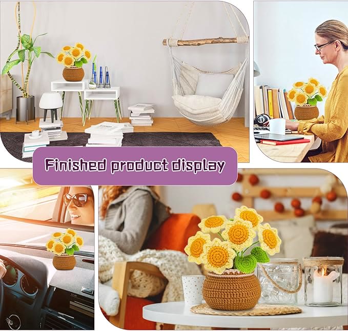  Handmade Sunflowers Crochet Kit -  Perfect Desk Ornament | Housewarming Gifts - image 4