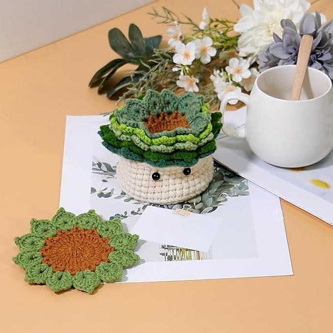 Handmade Coasters Crochet Kit - Diy Creative Coasters | Practical Handicraft Gifts  - image 1