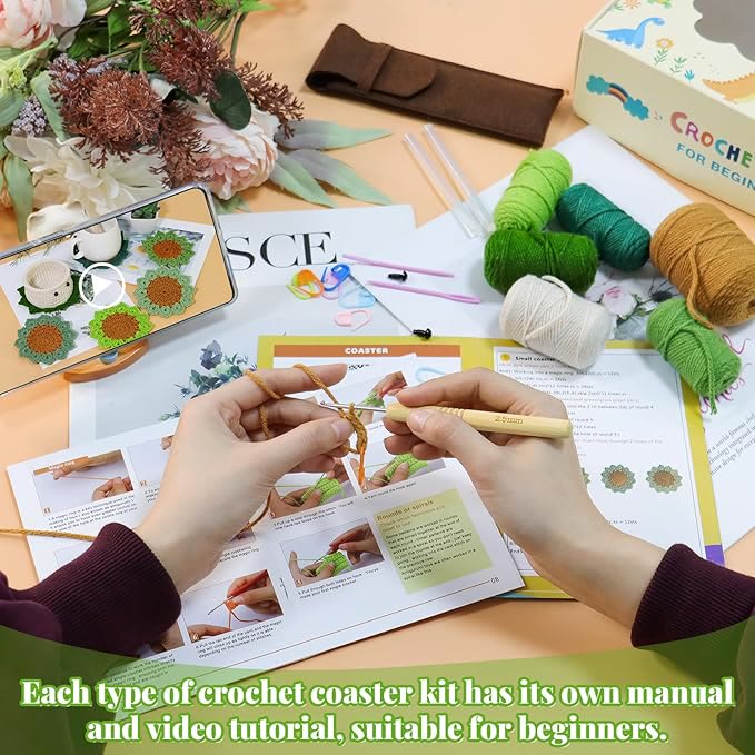 Handmade Coasters Crochet Kit - Diy Creative Coasters | Practical Handicraft Gifts  - image 5