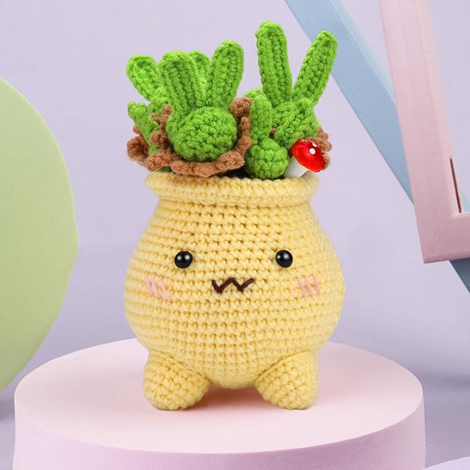  Handmade Yellow Potted Plant Crochet Kit - Adorable Crocheted Collections | Beginner-friendly Craft - Handmade Yellow Potted Plant Crochet Kit - image 0