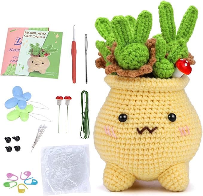  Handmade Yellow Potted Plant Crochet Kit - Adorable Crocheted Collections | Beginner-friendly Craft - image 6