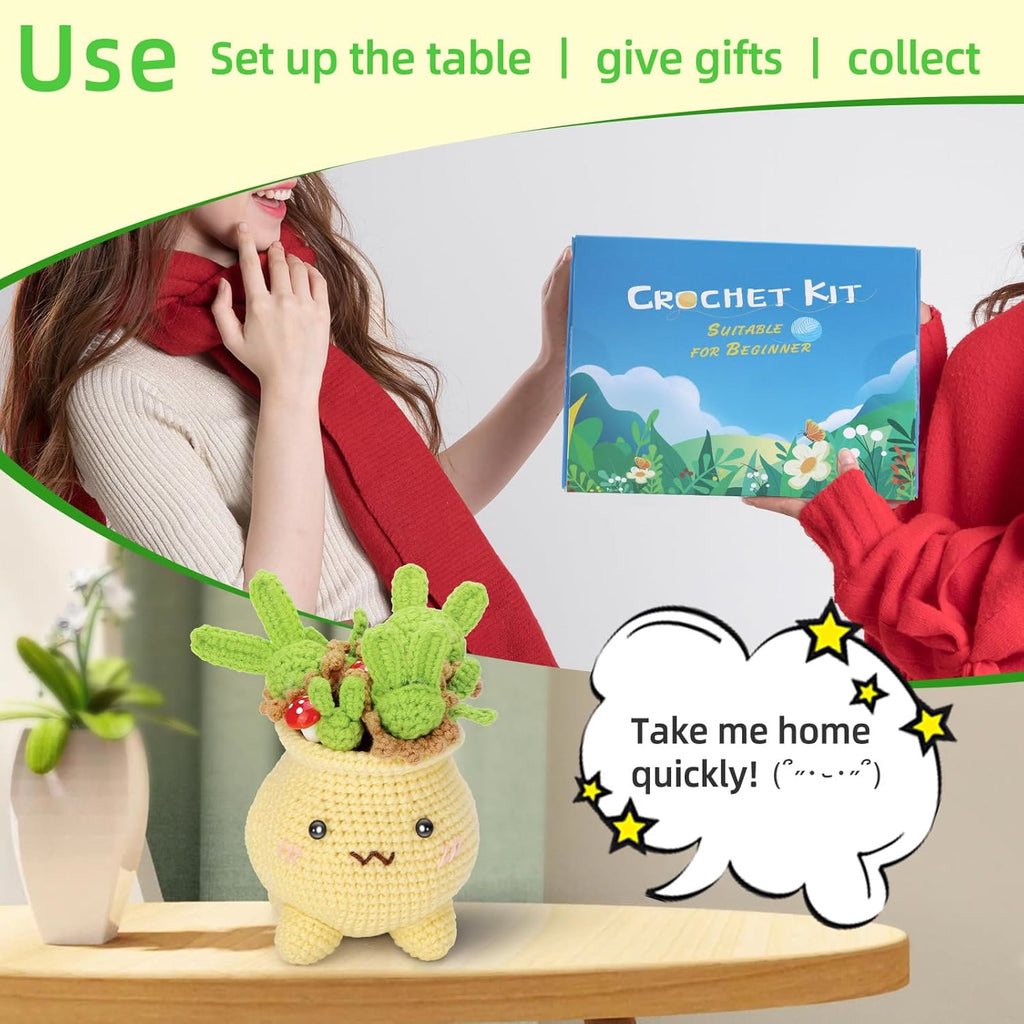  Handmade Yellow Potted Plant Crochet Kit - Adorable Crocheted Collections | Beginner-friendly Craft - image 5