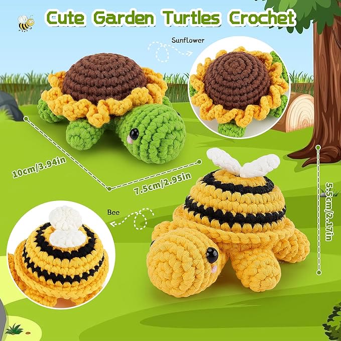  Handmade Sunflower Turtle Crochet Kit - Mini Cute Animal Dolls |  Unique Diy Bag Decor - image 4