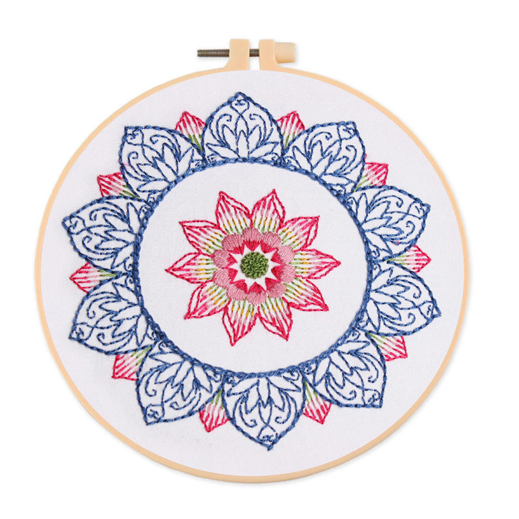 Rubbyoo Embroidery Kit - Bule Petal Handmake Craft |  Easy Needlework For Starters - 20*20cm - image 0