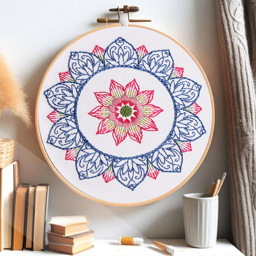 Rubbyoo Embroidery Kit - Bule Petal Handmake Craft |  Easy Needlework For Starters - image 1
