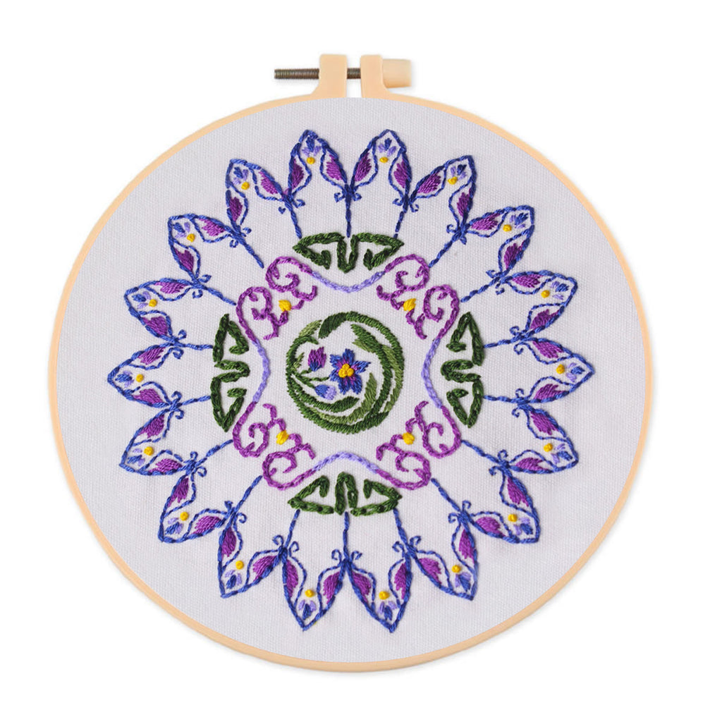 Rubbyoo Embroidery Kit - Purple Petal Handmade Craft | Nice Home Decoration - 20*20cm - image 0