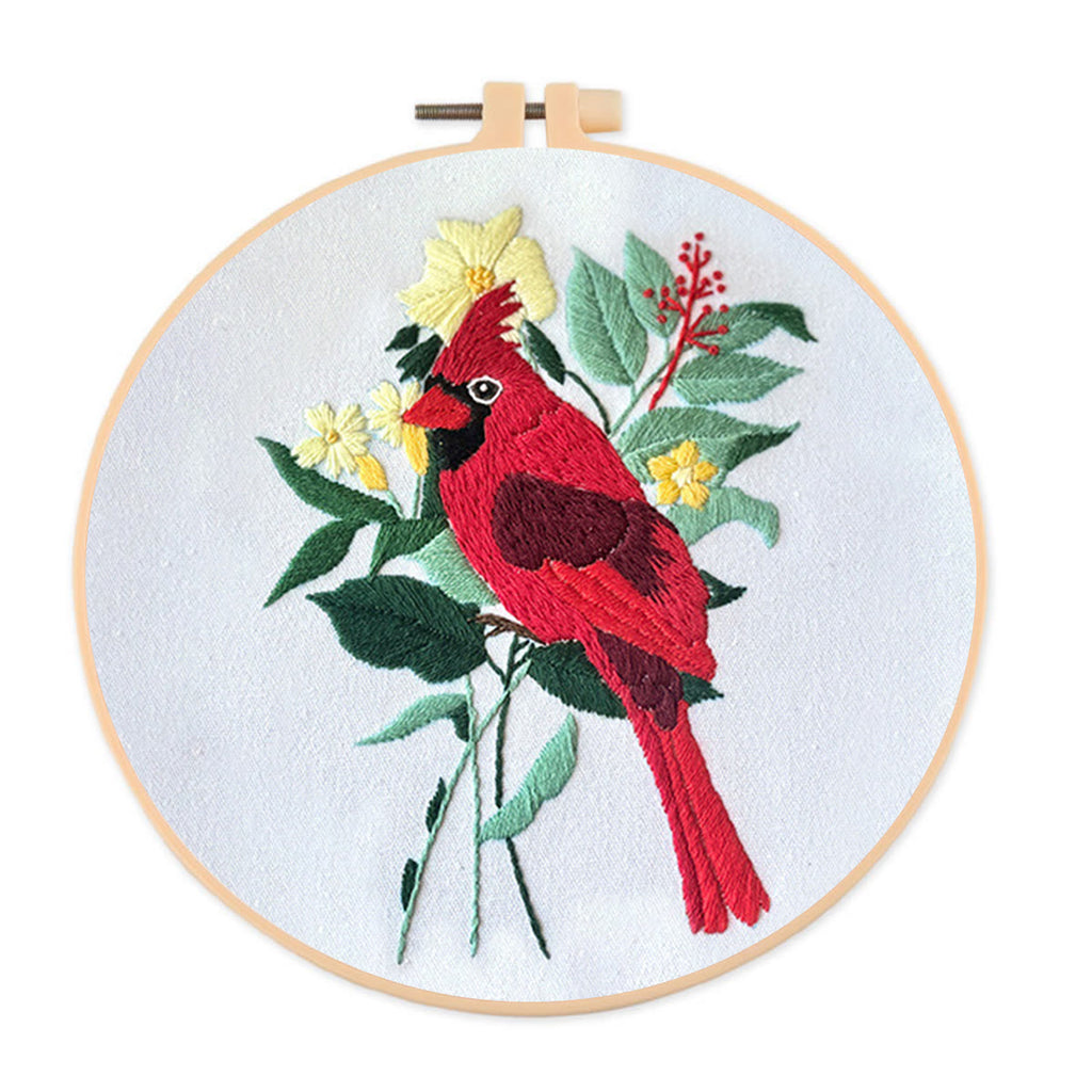 Rubbyoo Embroidery Kit- Cardinal Floral Stitch  | Gift For Bird Lovers - C - image 2