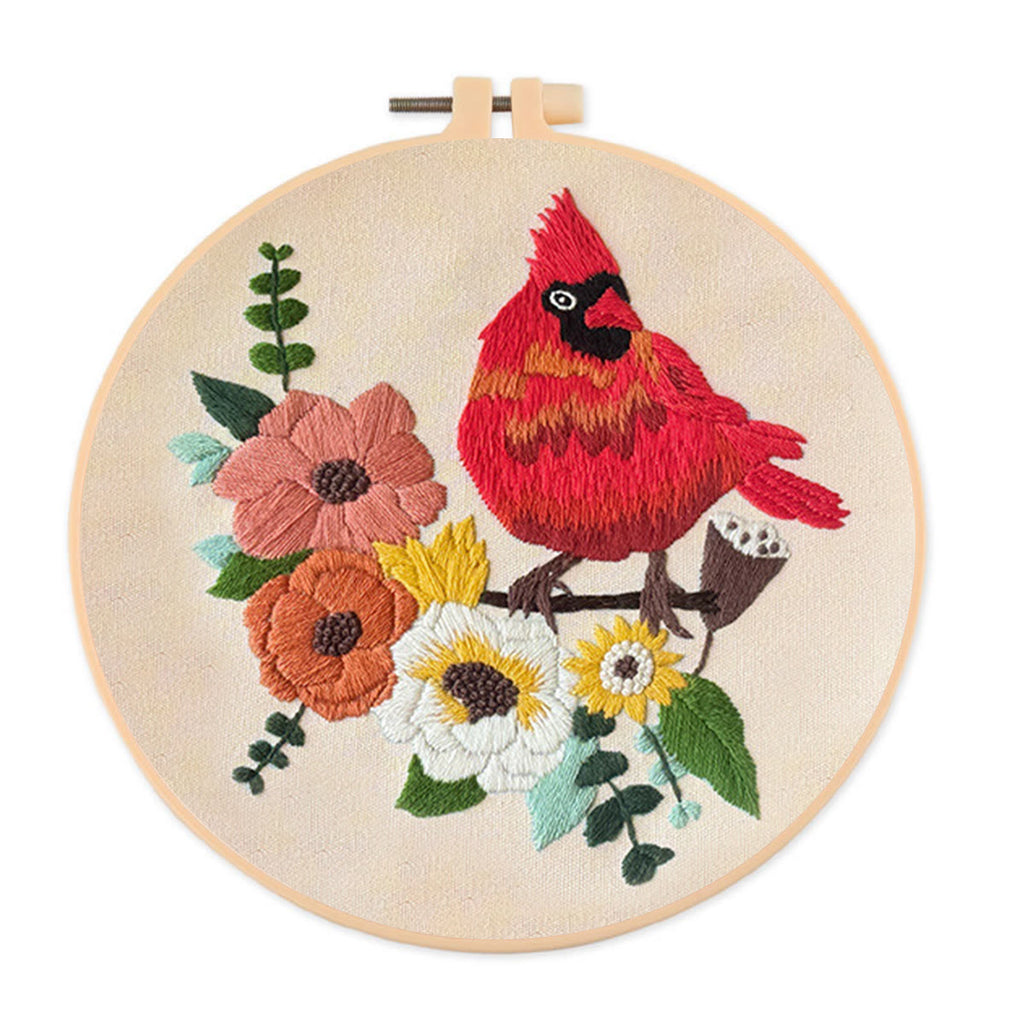 Rubbyoo Embroidery Kit- Cardinal Floral Stitch  | Gift For Bird Lovers - D - image 3
