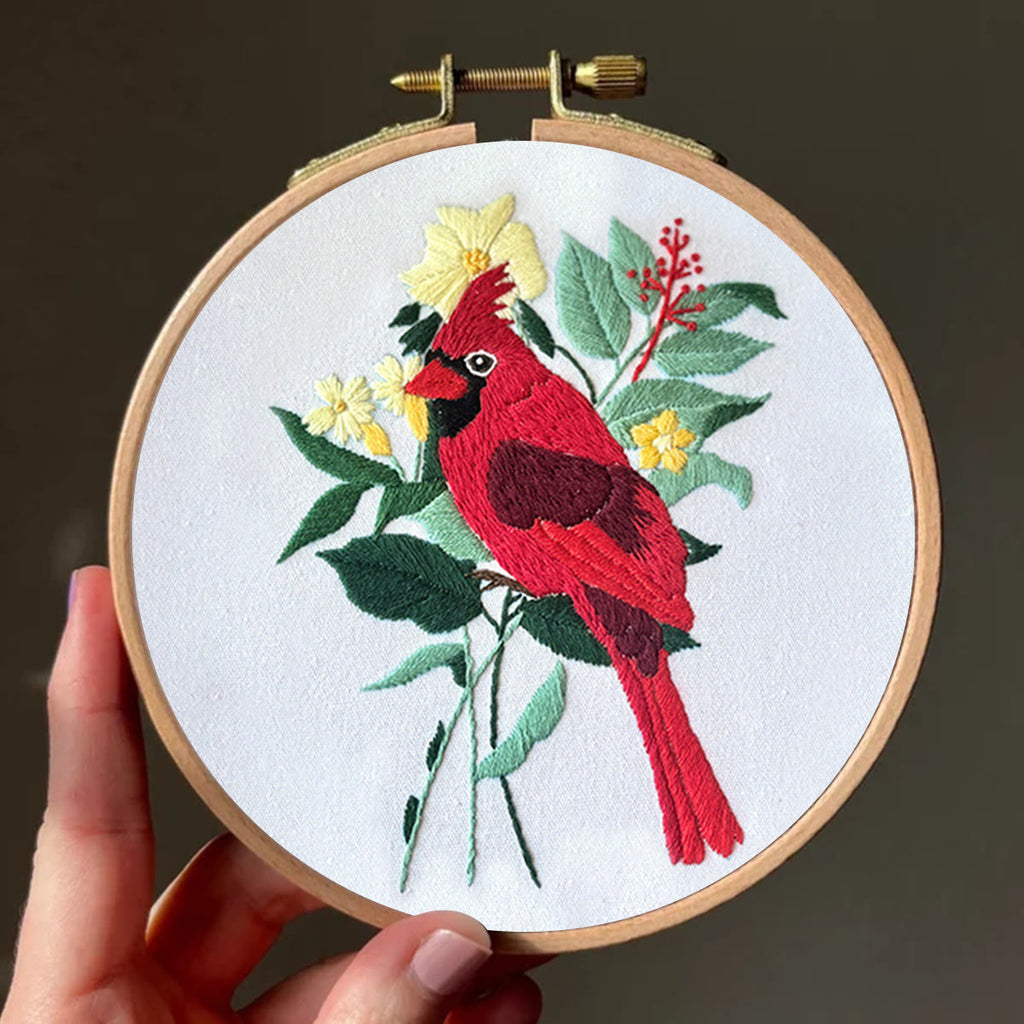 Rubbyoo Embroidery Kit- Cardinal Floral Stitch  | Gift For Bird Lovers - image 14