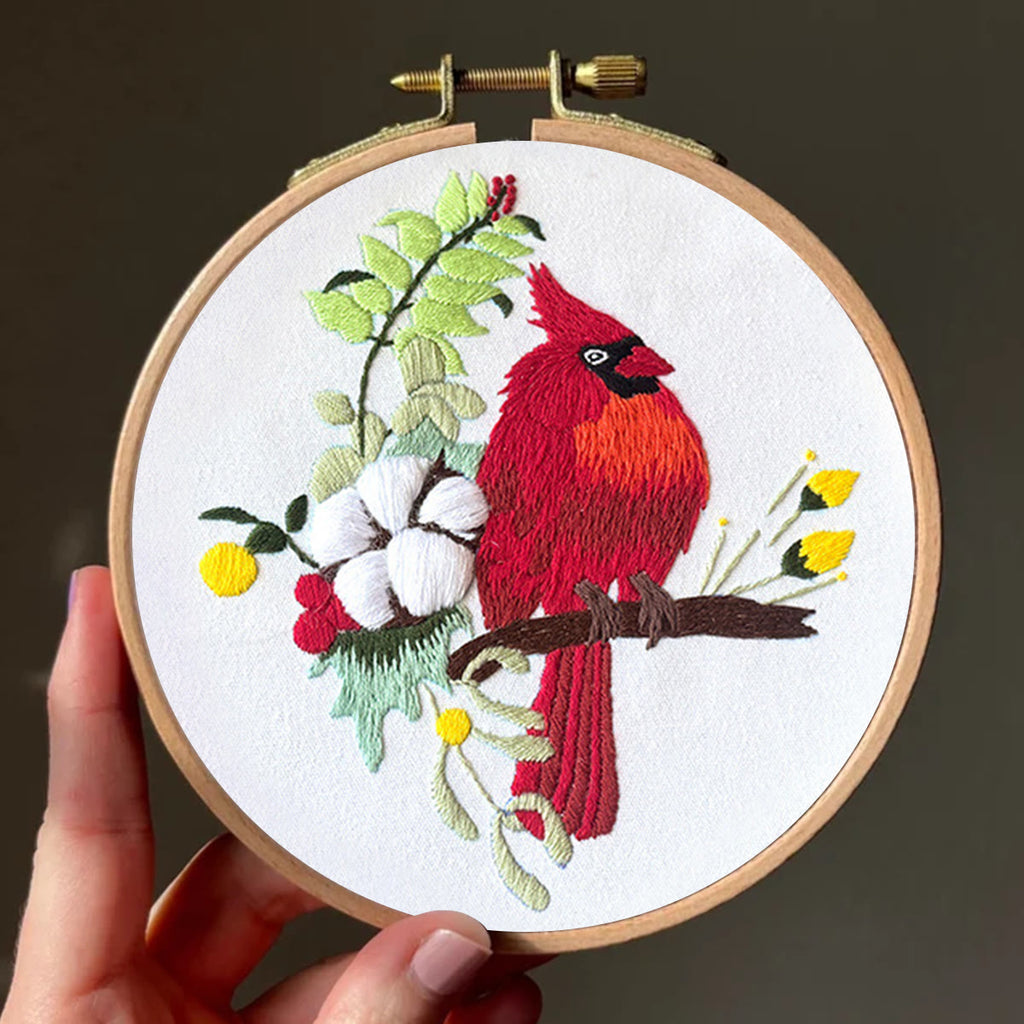 Rubbyoo Embroidery Kit- Cardinal Floral Stitch  | Gift For Bird Lovers - image 13