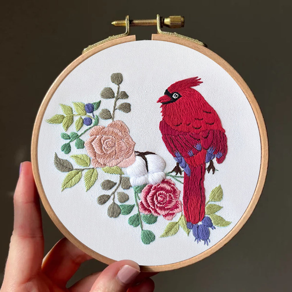 Rubbyoo Embroidery Kit- Cardinal Floral Stitch  | Gift For Bird Lovers - image 12
