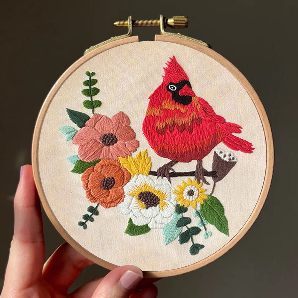 Rubbyoo Embroidery Kit- Cardinal Floral Stitch  | Gift For Bird Lovers - image 15